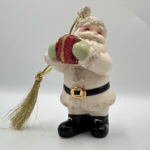 Lenox Santa Claus Porcelain Ornament American by Design Gift Gold Christmas Box